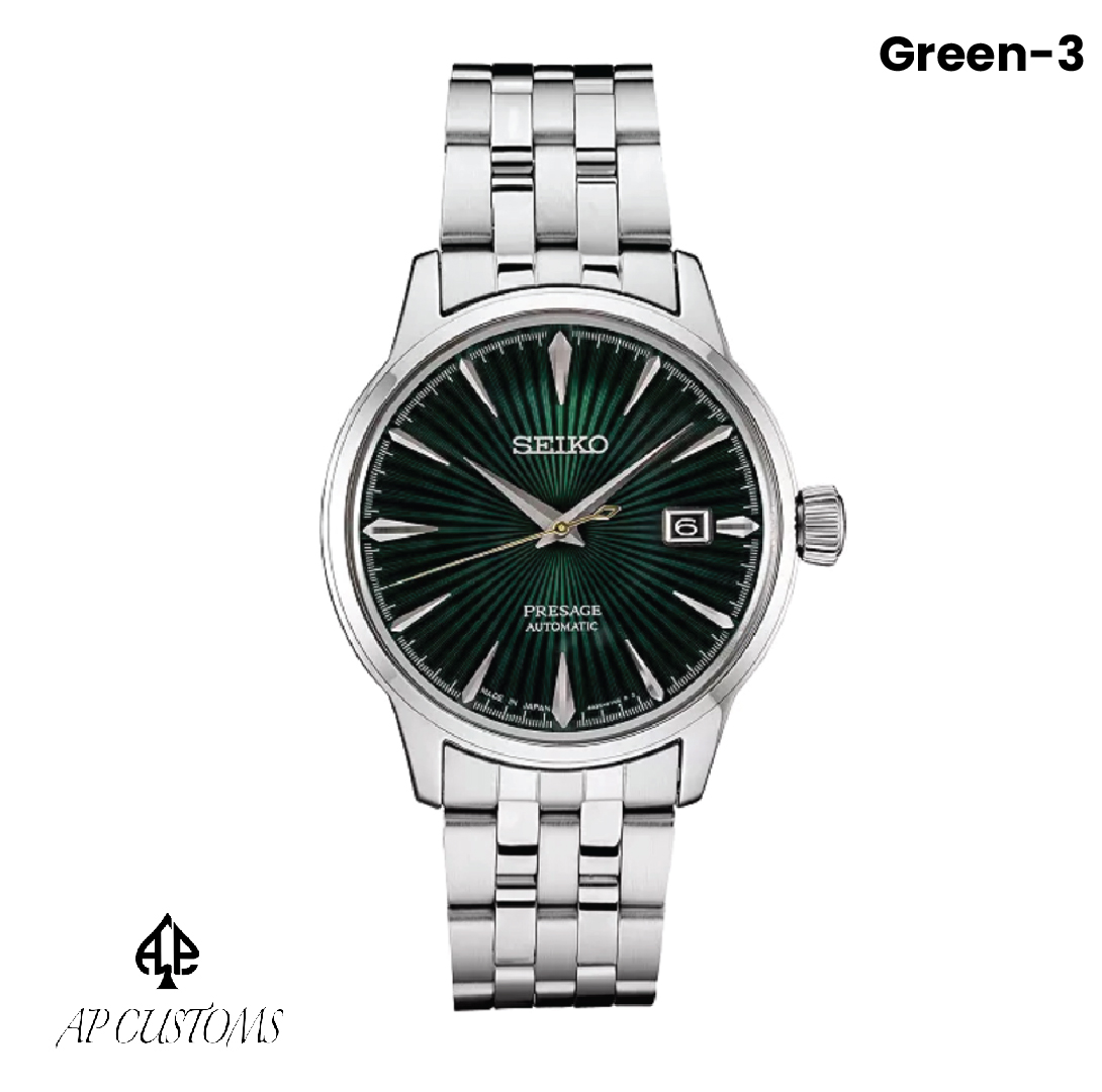 Seiko Presage Mod — applied indices close-up