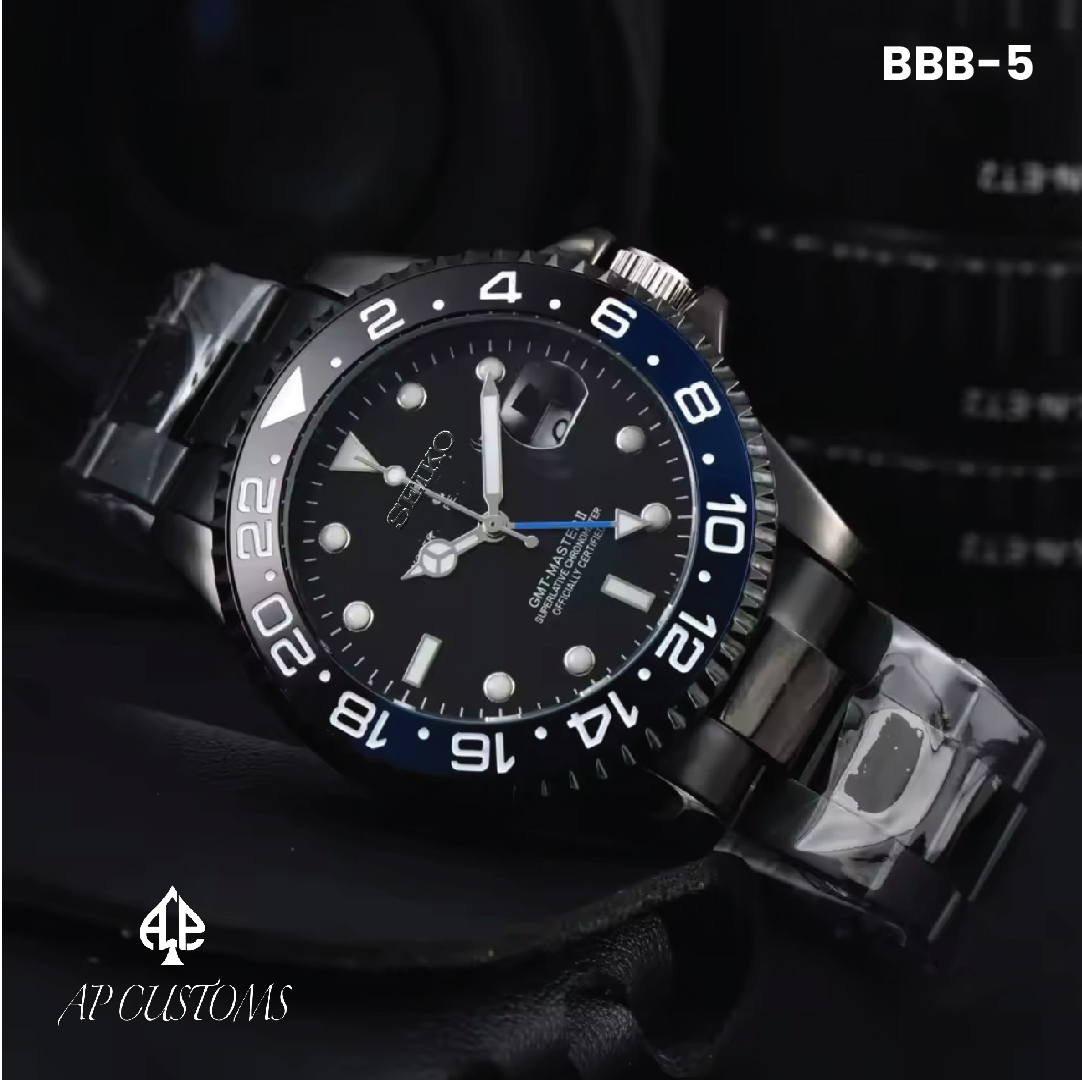 Black dial Seiko-based GMT Mod