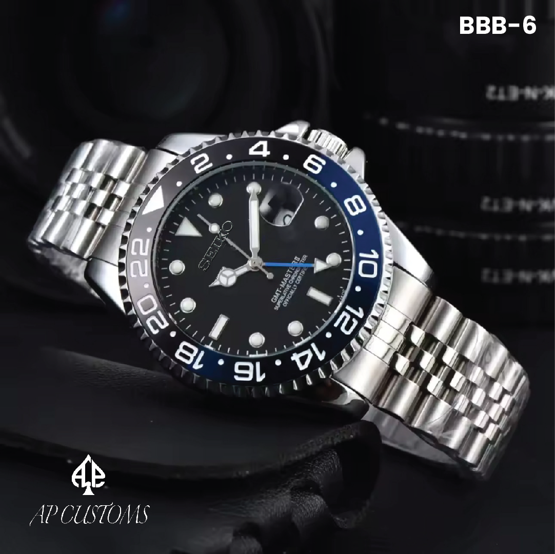 Black case with blue dial — Custom GMT Mod