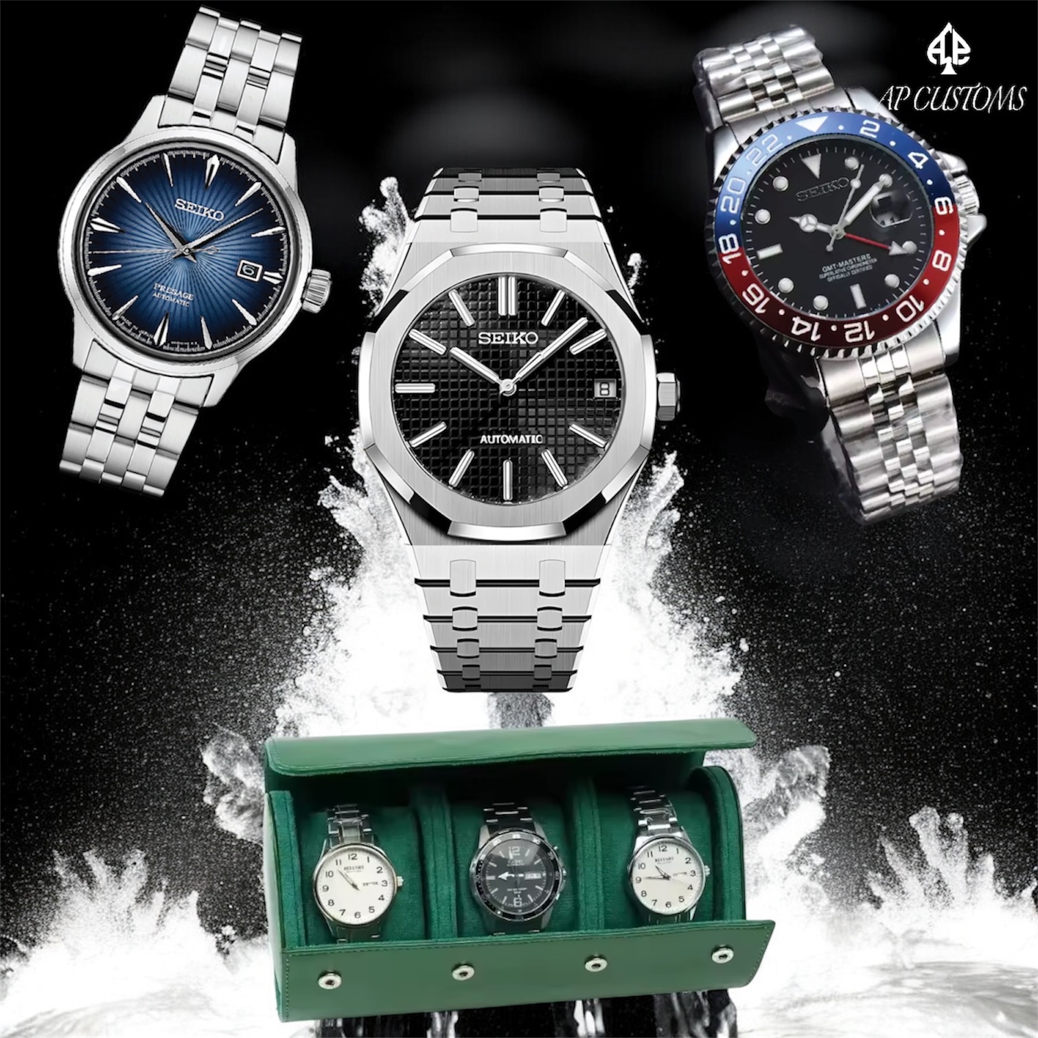 3 Custom Watch Bundle with Leather Case