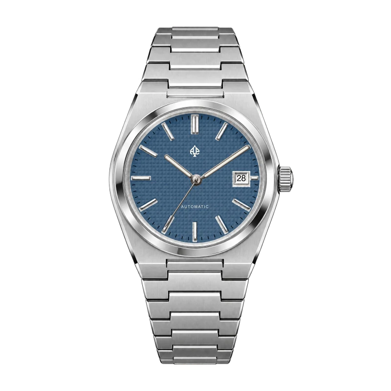 PRX Mod — silver case and blue waffle dial
